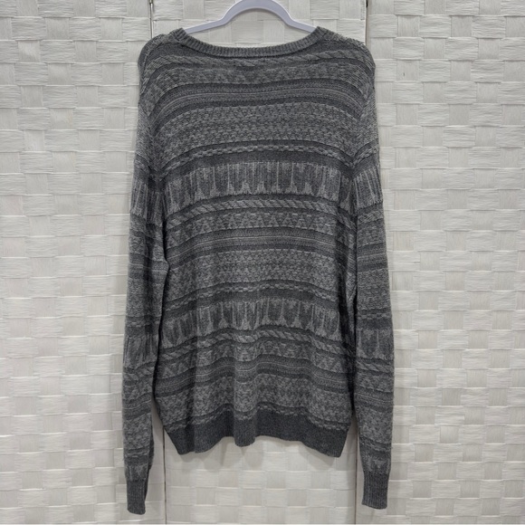 NORDSTROM Sweater Size XL Gray Tonal Fair Isle Merino Wool Alpaca Blend Crewneck - Picture 2 of 10